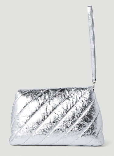 Balenciaga Crush Pochette Clutch Bag Silver bal0252024