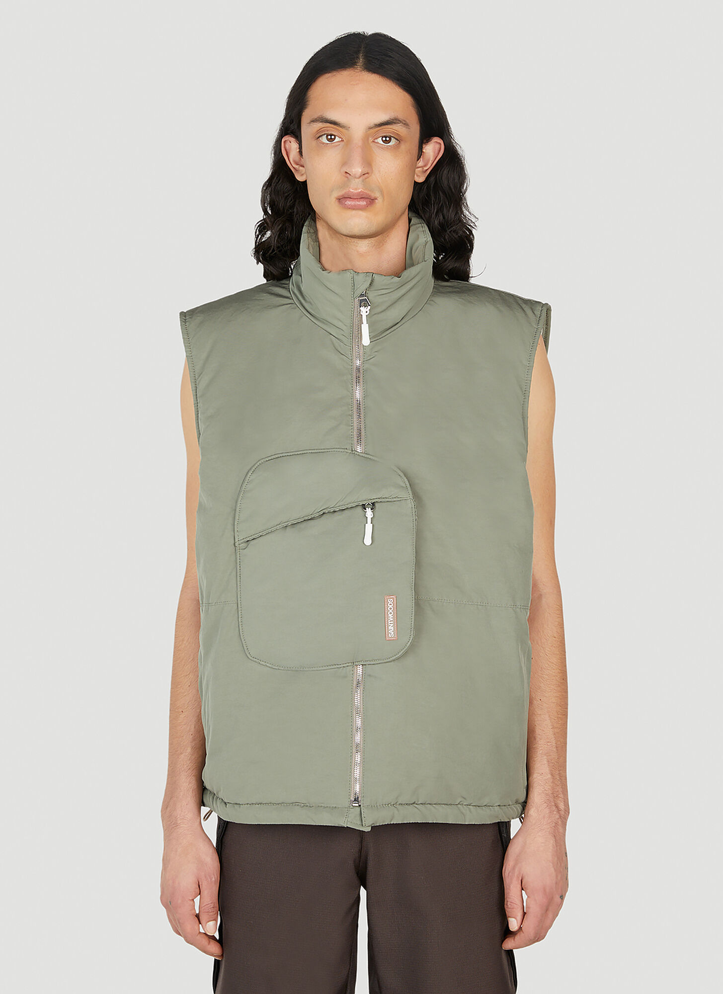 Saintwoods Khaki Insulated Vest In Dusty Sage