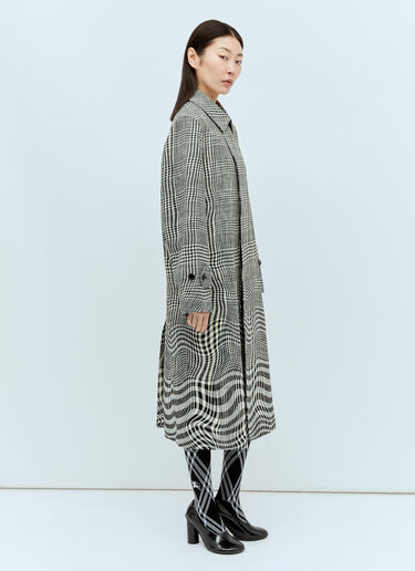 Burberry Long Warped Houndstooth Car Coat Grey bur0255036