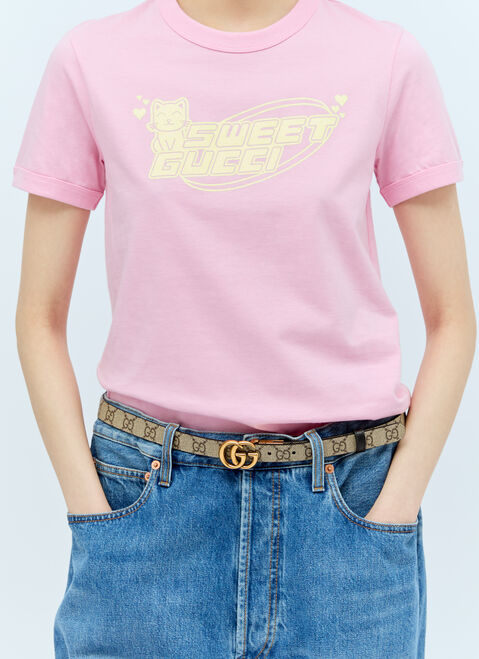 Gucci GG Marmont Reversible Thin Belt Pink guc0255029
