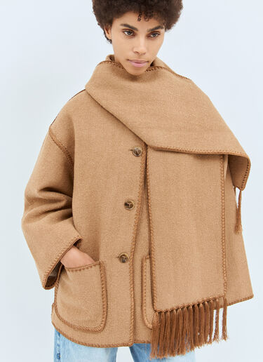 TOTEME Embroidered Scarf Jacket Camel tot0258008