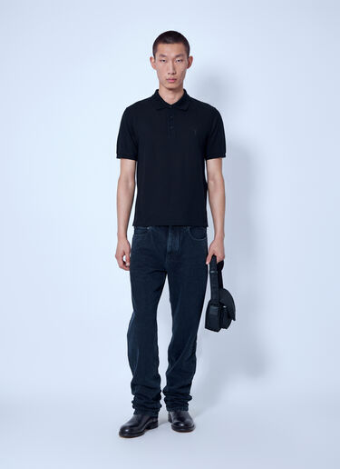 LN-CC® - Saint Laurent: Embroidered Logo Polo Shirt - Black Saint Laurent Embroidered Logo Polo Shirt Black sla0166016