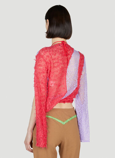 LN-CC® - Kiko Kostadinov: Lace Draped Top - Red Kiko Kostadinov Lace Draped Top Red kko0252004