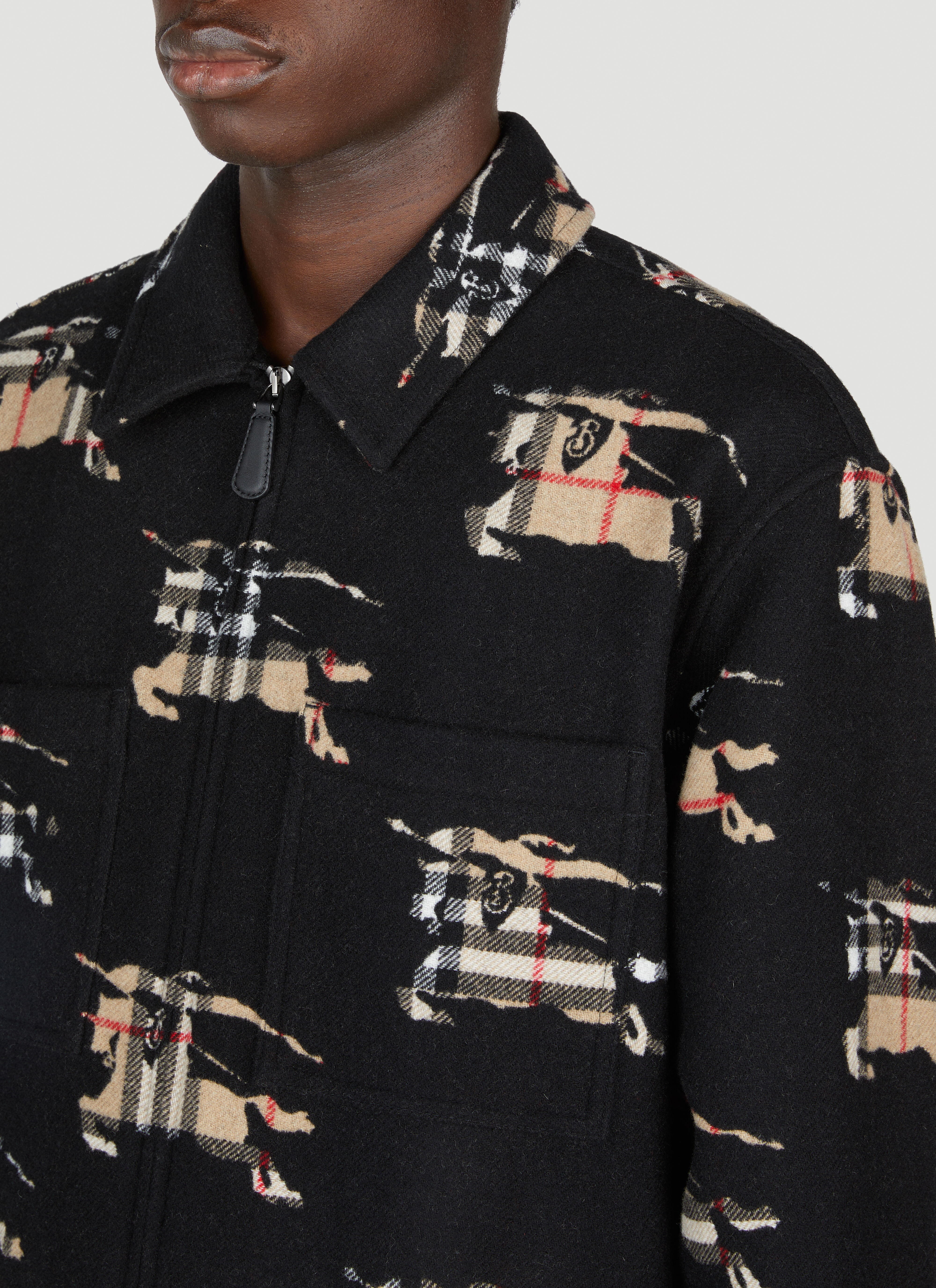 Burberry Men's' Check EKD Zip Up Overshirt in Beige | LN-CC®