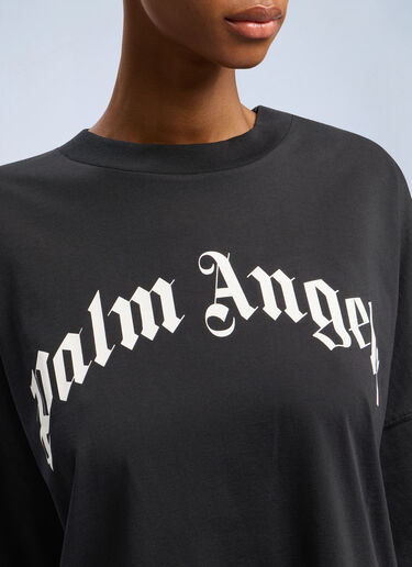 Curved Logo Over T-Shirt Palm Angels Curved Logo Over T-Shirt Black pma0262073