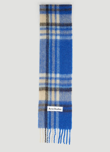 Acne Studios Logo Patch Check Scarf Blue acn0154050