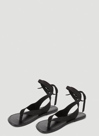 The Row Leather Flat Sandals Black row0253010