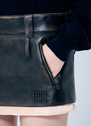 Miu Miu 皮革迷你半裙  黑色 miu0259019