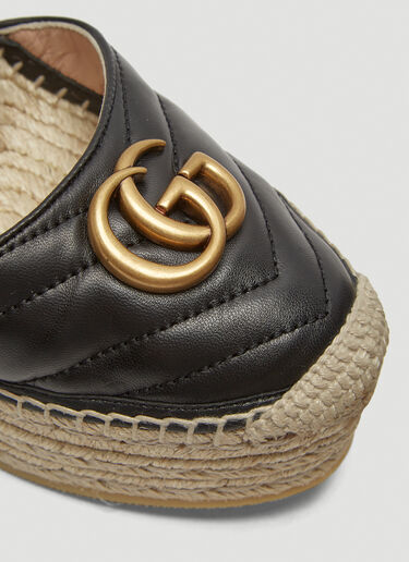 Gucci Leather Espadrille Platform Shoes Black guc0236019