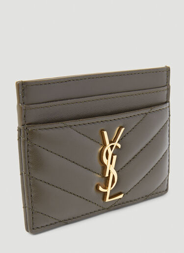 Saint Laurent 徽标铭牌绗缝卡夹 卡其色 sla0253118