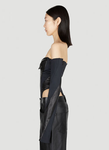Mugler Leather Sculpted Bodysuit Black mug0251028