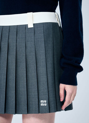 Miu Miu Pleated Mini Skirt Grey miu0259008