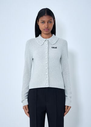 Chloé Logo Cardigan Grey chl0263033