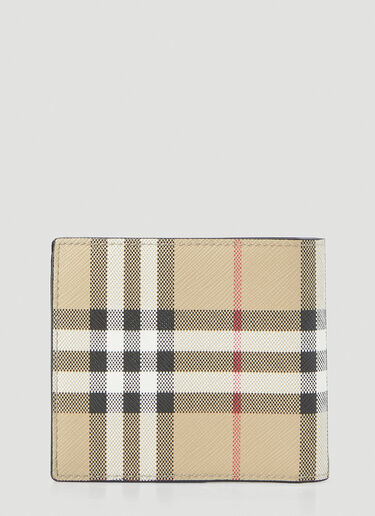 Burberry Sandon Check Bi Fold Wallet Beige bur0149147