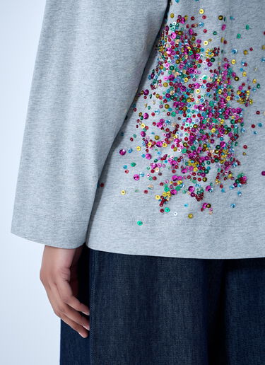 Dries Van Noten Embellished Cotton Jersey Top Grey dvn0263001