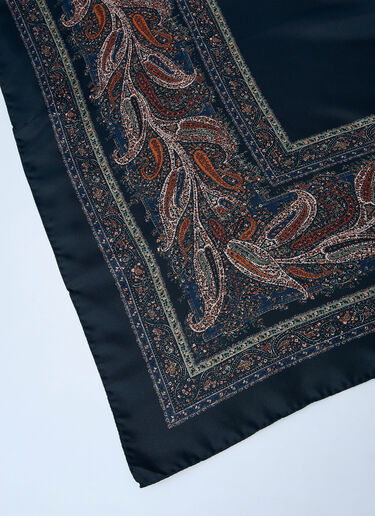 Saint Laurent Paisley Silk Square Scarf Blue sla0259046