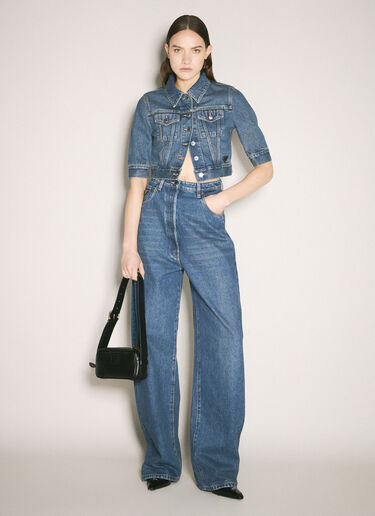 Prada Logo Plaque Balloon Jeans Blue pra0259021