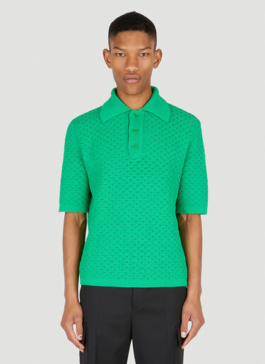 Bottega Veneta Triangle Mesh Polo Shirt Green bov0148019