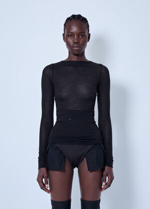 Rick Owens Long Sleeve Wool Silk Tee Black ric0266009