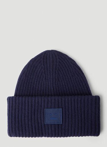 Acne Studios Face Patch Beanie Hat Navy acn0353012