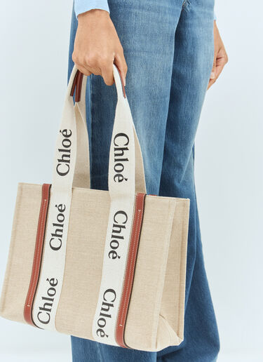 Chloé 中号 Woody 托特包 米色 chl0255056