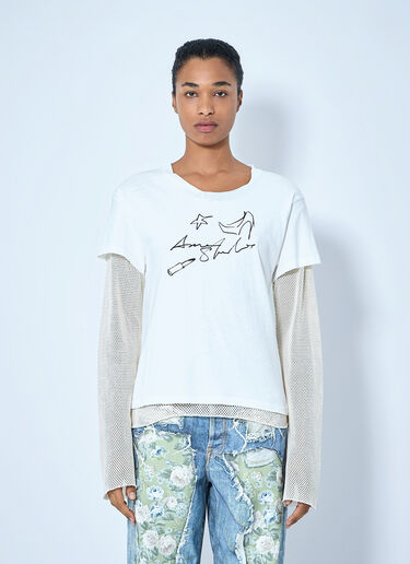 Acne Studios Layered Mesh Sleeve T-shirt White acn0265073