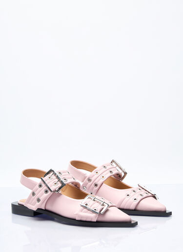 GANNI Feminine Buckle Ballerina Flats Pink gan0256057
