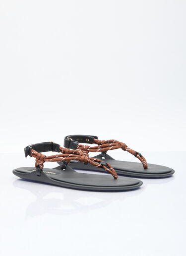 Miu Miu Riviere Cord And Leather Sandals Brown miu0256048