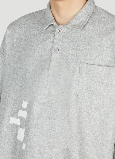 Saintwoods Long Sleeve Knit Polo Top Grey swo0151007