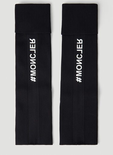 9 Moncler DYNAMIC Logo Print Leg Warmers Black mdn0148009