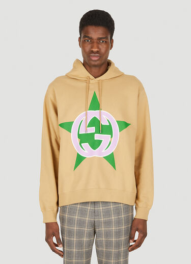 Gucci Logo Print Hooded Sweatshirt Camel guc0150099