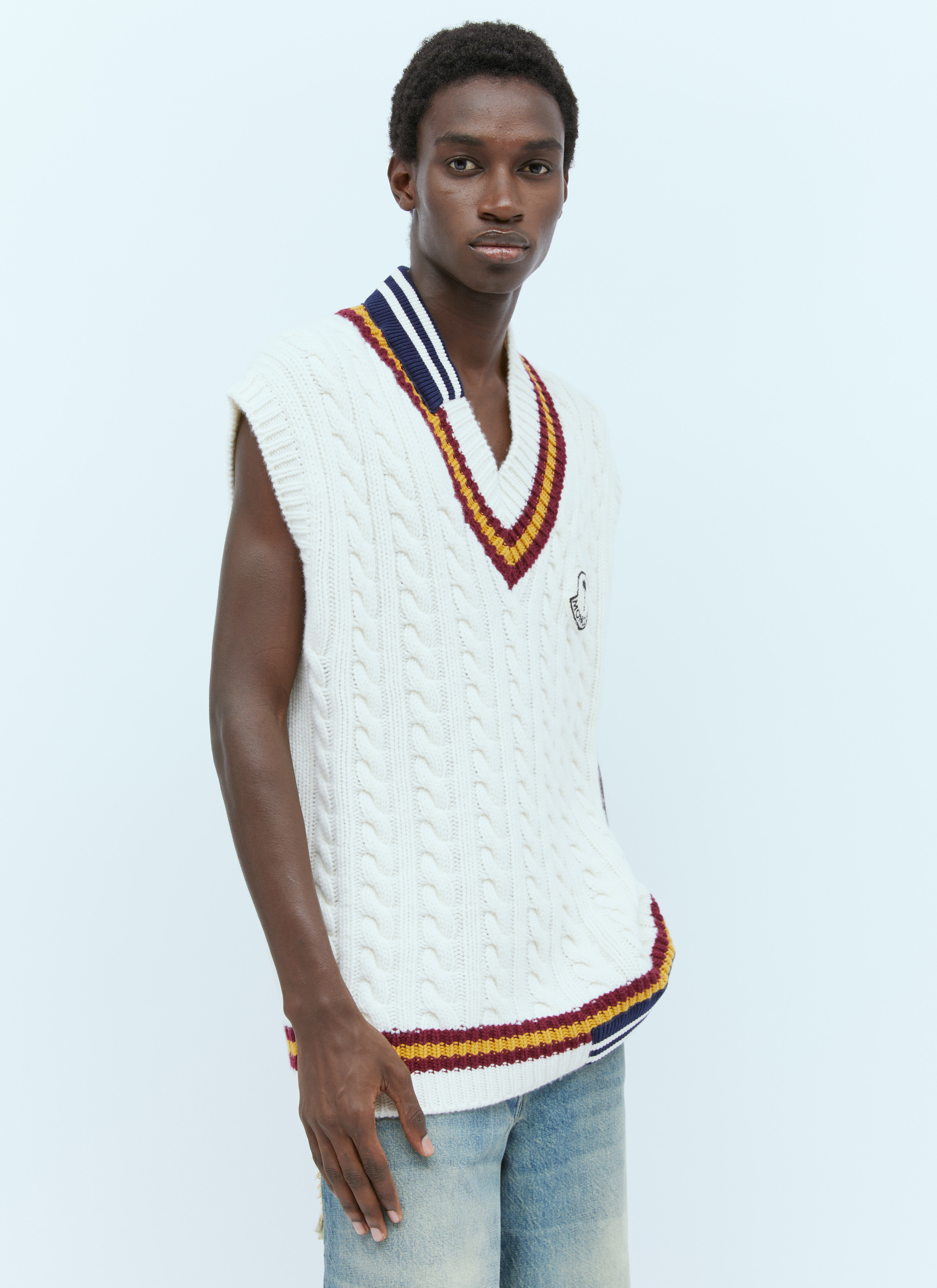 Moncler x Palm Angels Wool V-Neck Vest White mpa0355015