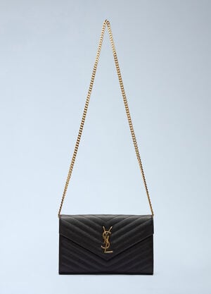 Saint Laurent 鱼骨纹绗缝花押字母单肩包 黑 sla0200007