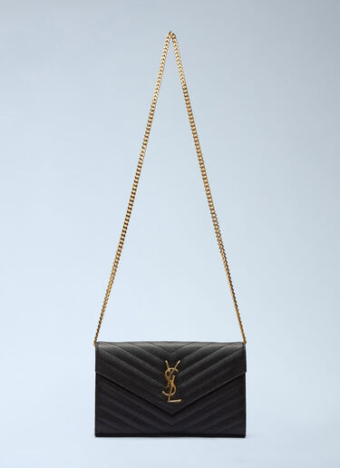 Saint Laurent Cassandre Matelassé Chain Wallet Black sla0200007
