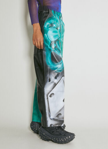 Gerrit Jacob Wide Leg Graphic Leather Pants Green gjb0154008