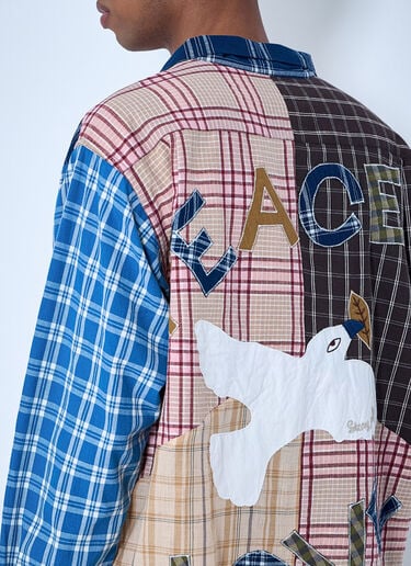 Story MFG Patchwork Plaid Shirt Blue str0164005