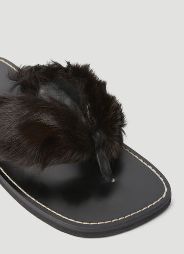 Dries Van Noten Pony Hair Embellished Slides Brown dvn0156036