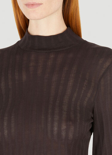 Eckhaus Latta Shrunk High Neck Knit Top Brown eck0251002