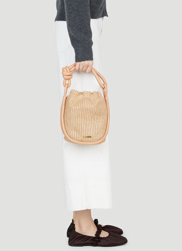 GANNI Small Knot Bucket Handbag Beige gan0253044