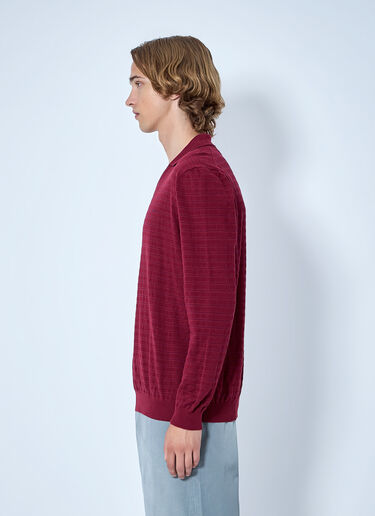Miu Miu Striped V-Neck Polo Shirt Red miu0165007