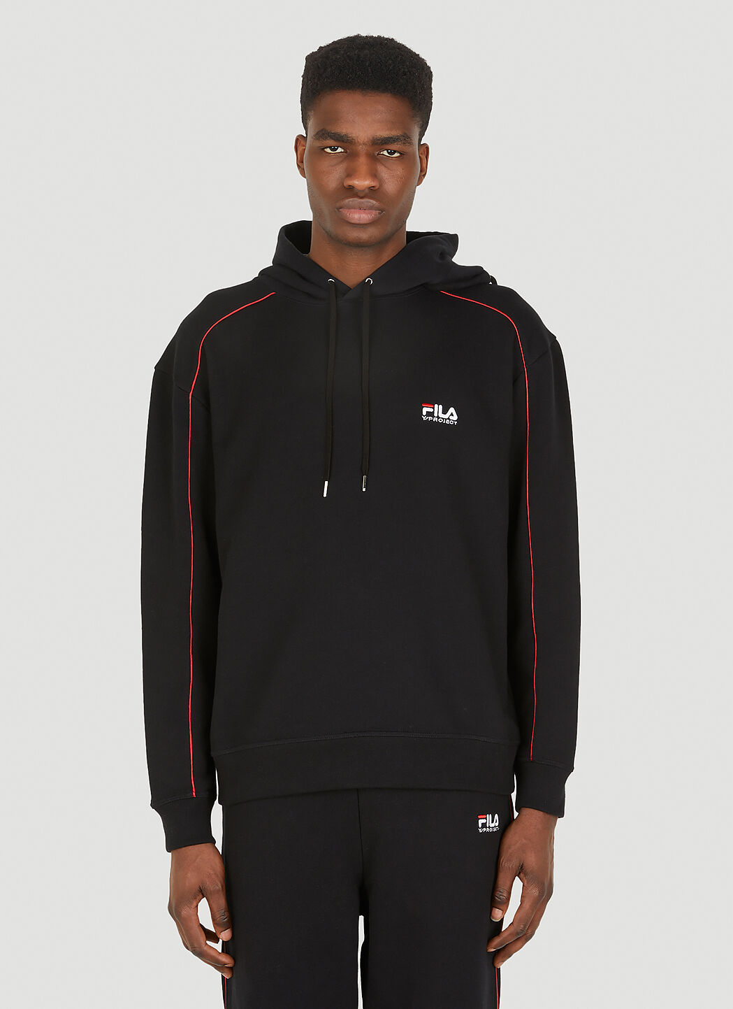 Y Project x FILA Black Double Neck Hooded Sweatshirt LN CC