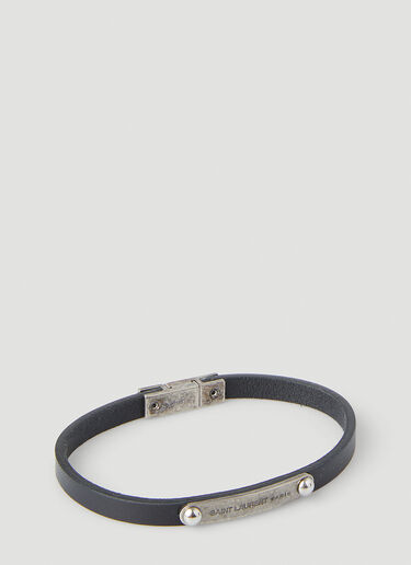 Saint Laurent Logo Plaque Bracelet Black sla0149073