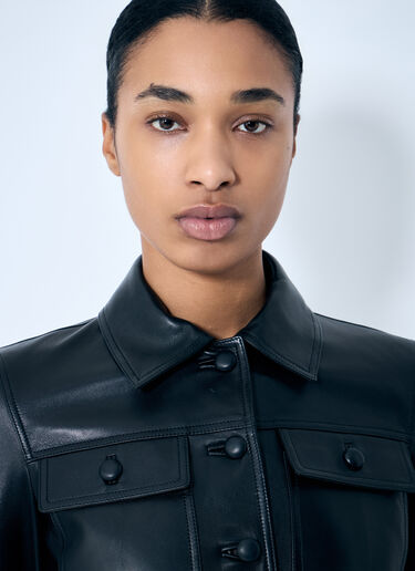 Saint Laurent Cropped Leather Jacket Black sla0259002