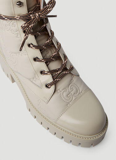 Gucci x The North Face Womens Hiking Lace Up Leather Boots Size 36.5 Cream