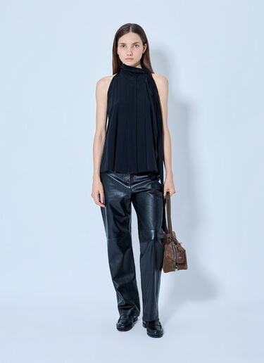 LN-CC® - Max Mara: Leather Straight-Leg Trousers - Black Max Mara Leather Straight-Leg Trousers Black max0265216