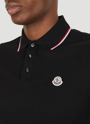 Moncler Stripe Trims Polo Shirt Black mon0149019