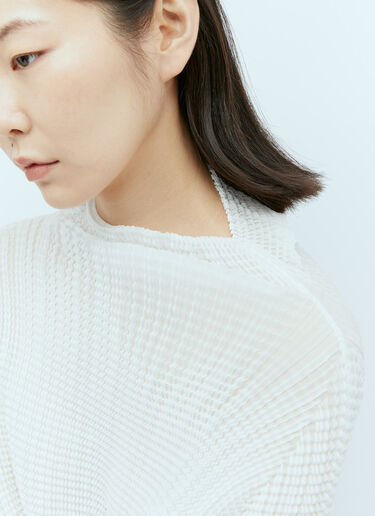 Issey Miyake Pleated Long Sleeve Top White ism0255016