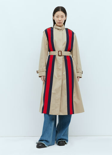 Gucci Gabardine Trench Coat With Web Stripe Beige guc0255036