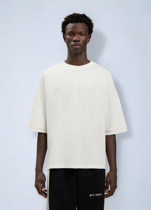 Palm Angels Curved Logo Loose Double T-Shirt White pma0164116