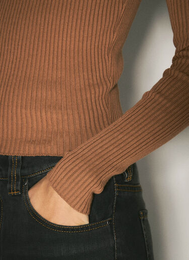 Y/Project Pinched Shoulder Rib Sweater Brown ypr0258004